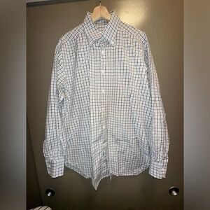 Zegna blue white brown check button down shirt